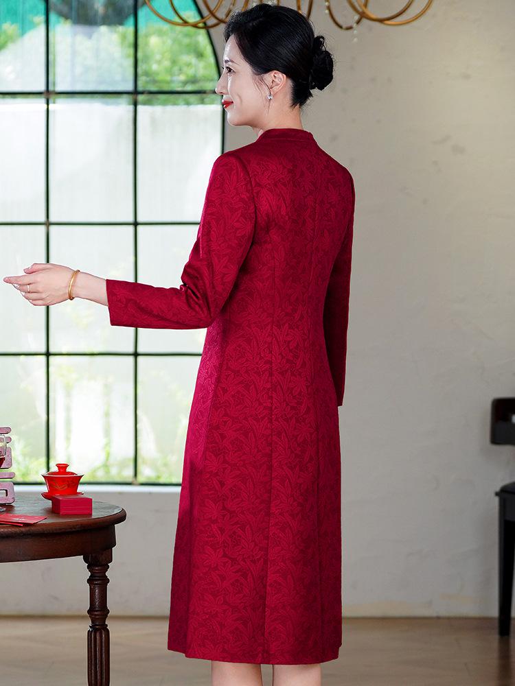 Elegant Two-Piece Mother of the Groom Dress for Autumn/Winter – Slim Fit, Plus Size Available