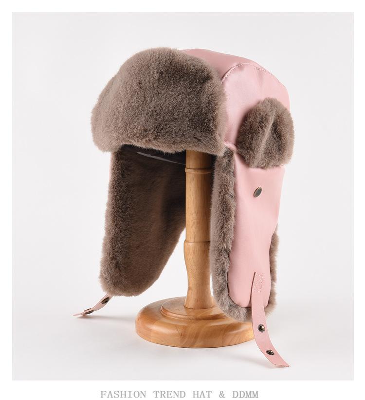 

Кожаная кепка Lei Feng для мужчин и женщин на осень и зиму, утолщенная теплая кепка для защиты ушей, для катания на лыжах, велоспорта, бархатная холодная кепка One Size розовый