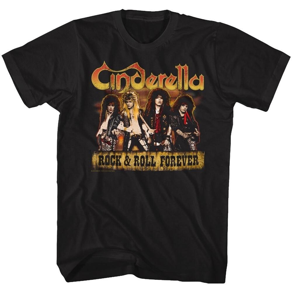 CINDERELLA Band T-Shirt New DUDES FOREVER Metal Music Merch Black Cotton Unisex T-Shirt S