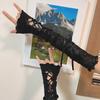 Women Lolita Jk Lace Fingerless Gloves Black Gothic DIY Strapping Sunscreen Sleeve Clothing Accessories Elastic Mesh Gloves 2055