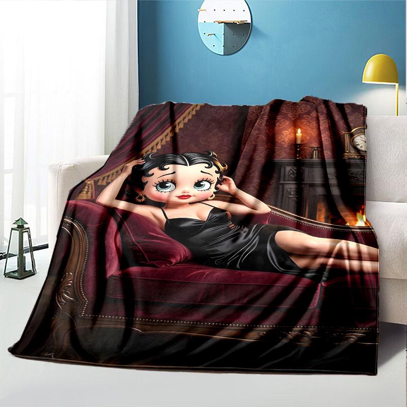 Betty Boop Pattern Blanket for Home Decoration, Bed, Sofa, Car Travel, Camping, Suitable for All Seasons, Birthday Christmas Gift