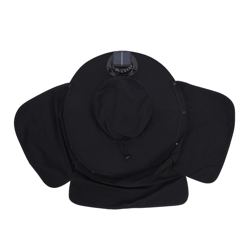 Solar Fan Sun Hat USB Rechargeable   UPF50 Waterproof Wide Brim Fishing Hat with Neck Flap for Beach Garden Outdoor Sports