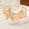 Vintage Metal Starfish Upper Arm Cuff Bracelet For Women Gold Color Geometric Open Bangles Aesthetic Jewelry Gift