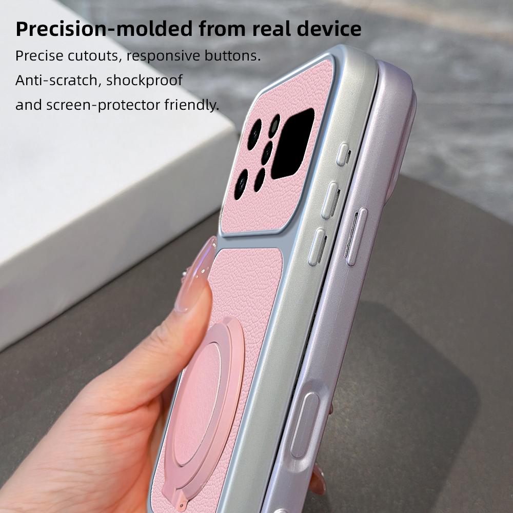 Magnetic Rotating Bracket Case For infinix Note 60 Ultra 50 50S 50X 40 Pro Plus 30 Edge 4G 5G Metallic Paint+PU Lambskin Cover