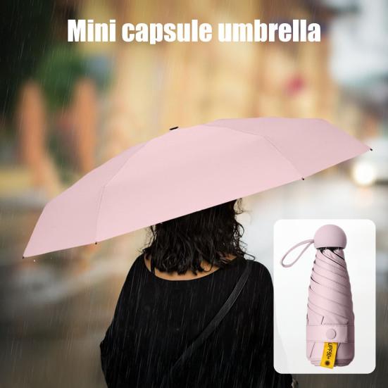 

Mini Capsule Umbrella with Case Sun Blocking UV Protection 5-Fold Umbrella Waterproof рожевий
