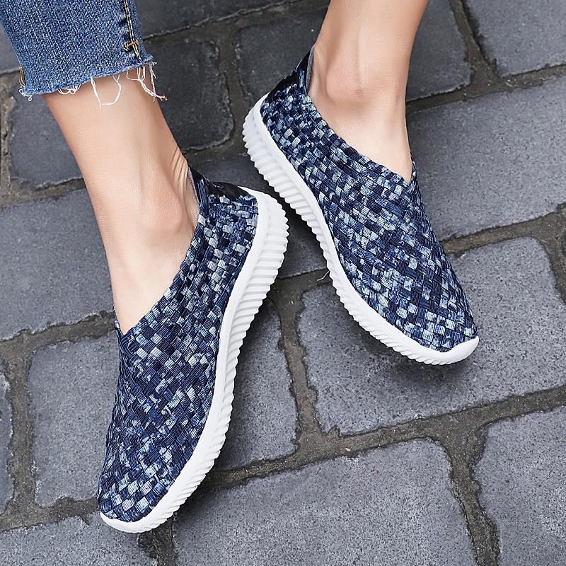 Summer Women Lightweight Slip on Sneakers Casual Plus Size Flats Loafers Soft Beach Walking Sports Shoes