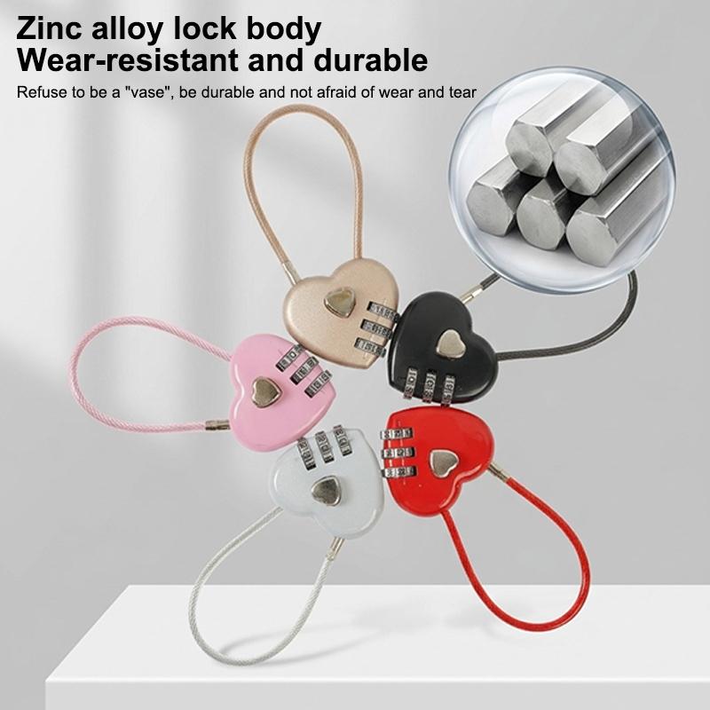 1Pcs Password Code Padlock Heart Style 3 Digit Password Combination Lock Love Password Lock Concentric Lock Padlock