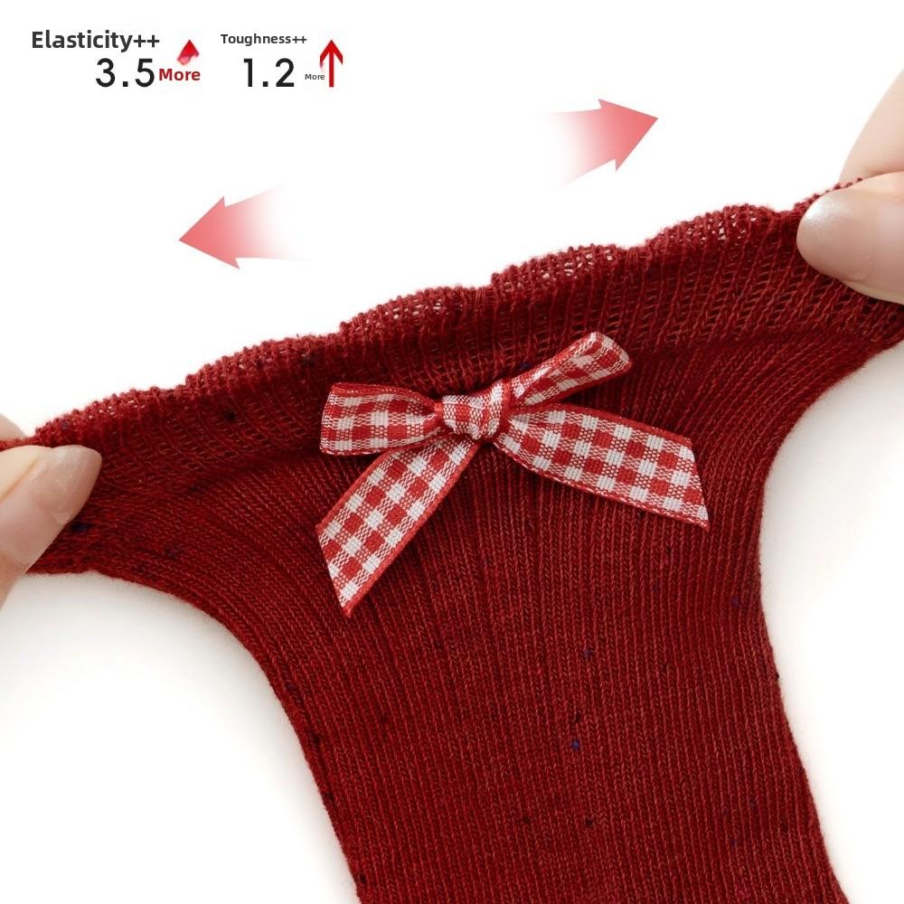 Red Compression Stocking Sweat-absorbing Princess Socks New Middle Tube Socks  Toddler Girl