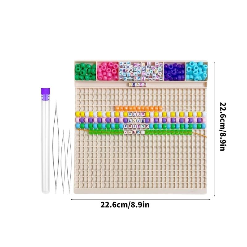 Bead Sorting Tray for Letter Beads with Large Grid Layout Area, PVC Jewelry Design Board for Planning Bracelets, Names and Color Patterns