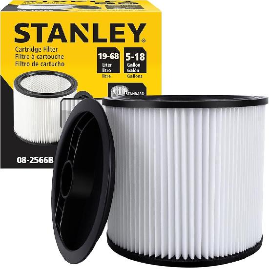 Stanley 08-2566B High Efficiency Shop Vac Filters, Replacement Hepa Cartridge Filter Fit for Most 5-18 Gallon Wet Dry Vacuum Cleaners, Shop Vacuum High Efficiency Filter