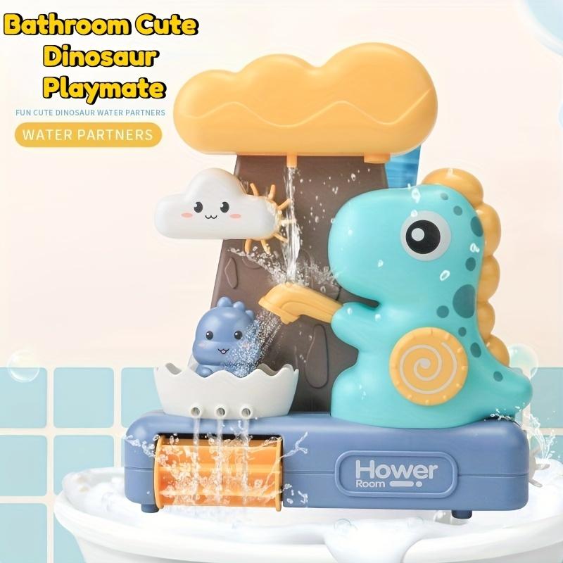 Interactive cartoon dinosaur bath toy for infants and young children, with suction cups, a good bathroom wall mounted shower toy