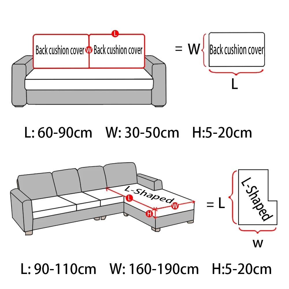 Printed Elastic Sofa Seat Cushion Cover For Living Room Furniture Protector L-shaped Armchair Stretch Seat Cushion Slipcover