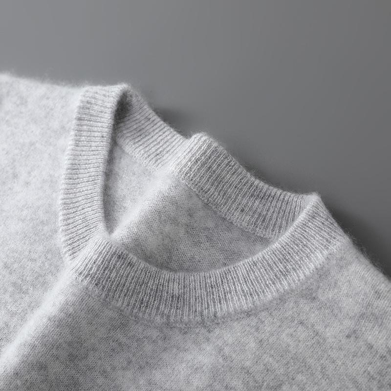 Herrtröja i enfärgad ullstickad casual