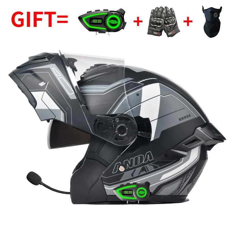 Bluetooth Motorcycle Full Face Helmet Men Women Flip-Up Design All Season ABS Safety With 3C Certification