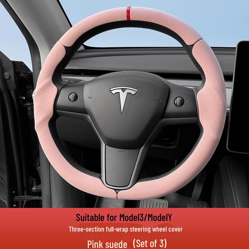 Three-Section All-Season Steering Wheel Cover for Tesla Model Y/3
