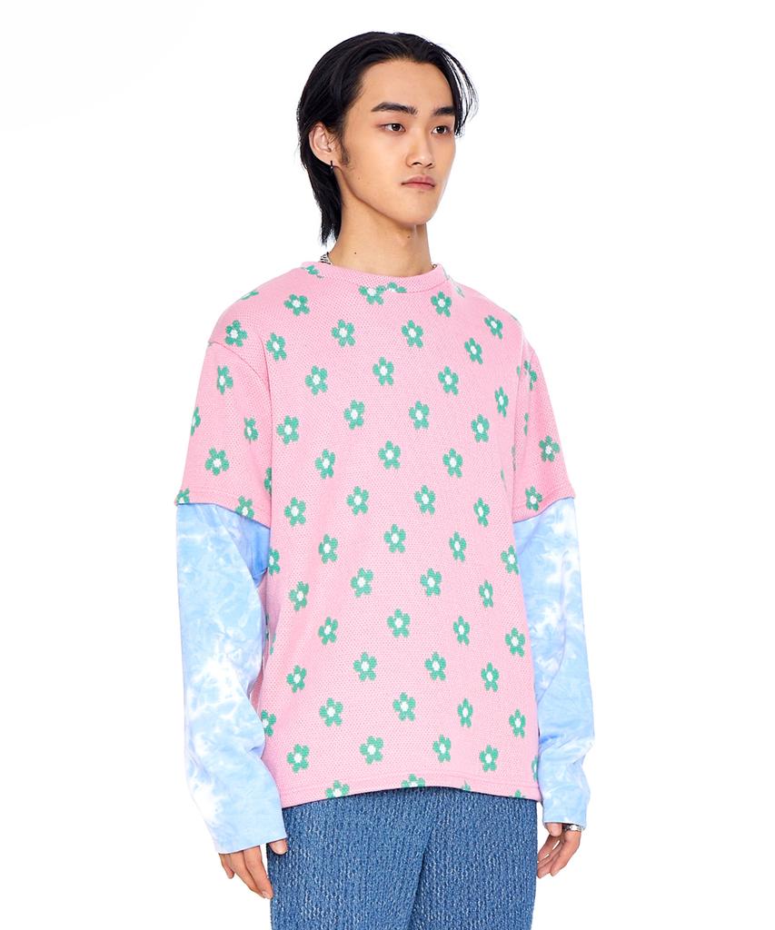 EPONYM Layered Flower Knit Long Sleeve_Pink