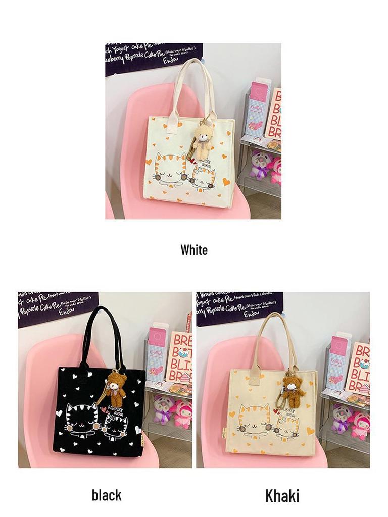 Korean Lazy Style Large Canvas Tote Bag - Fashionable, Versatile, High-End Women's Commuter Shoulder Bag