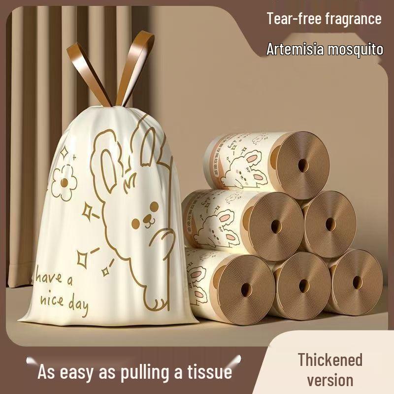 Mugwort Mosquito-Repellent Tear-Free Trash Bag with Drawstring – Extra Thick for Dormitory and Kitchen