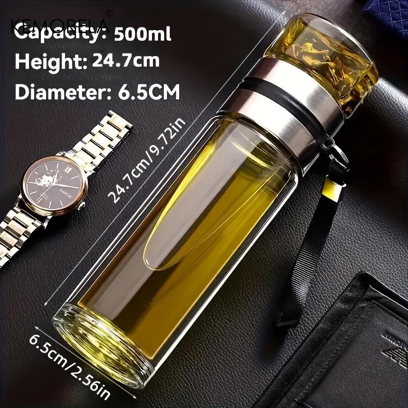 

1 шт. герметичная стеклянная бутылка для замачивания чая с двойными стенками и отделением для разделения воды 350 мл/450 мл/500 мл, многоразовая, для путешествий 350-500ml