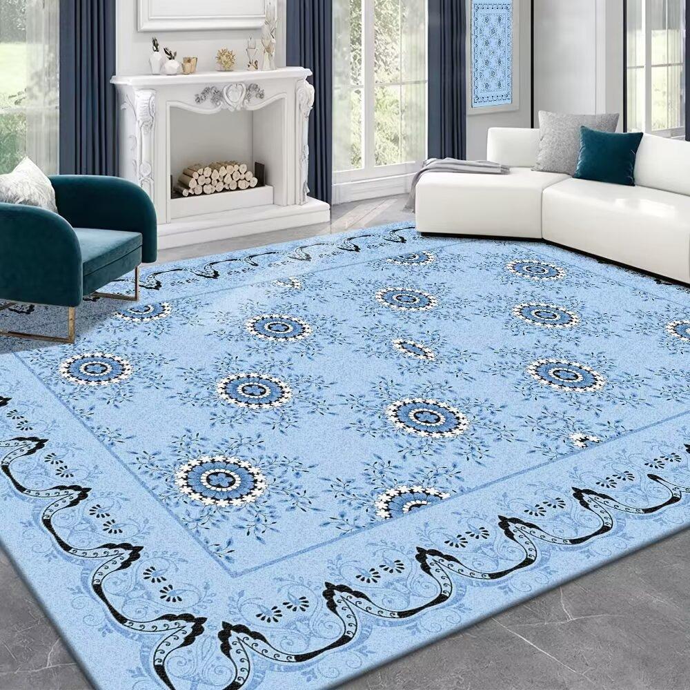 Obývací pokoj Koberec ve francouzském retro krémovém stylu Světlý Luxusní Ložnice Superior Ložnice Deka Domácí šatna Sofa Table Mat