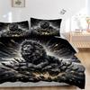 3pcs Emerging Lion Printed Quilt Set - Soft and Comfortable Quilt Cover for Bedroom, Guest Room and Dormitory