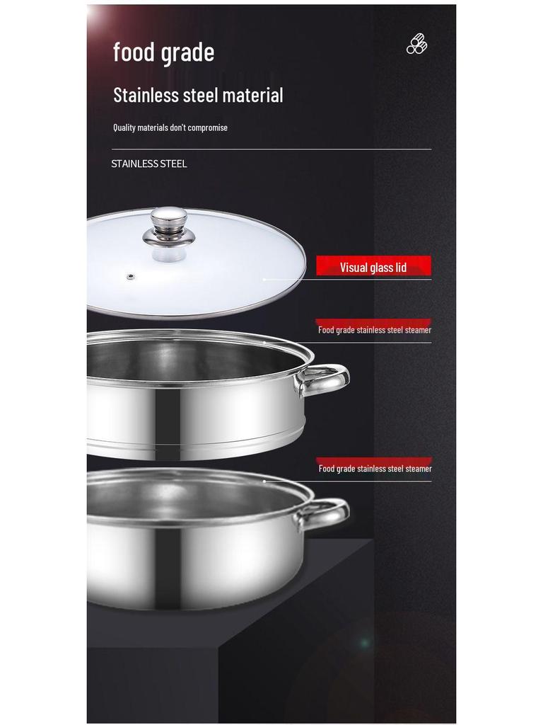 Stainless Steel Multi-Layer Steamer Stockpot for Induction & Gas Stoves