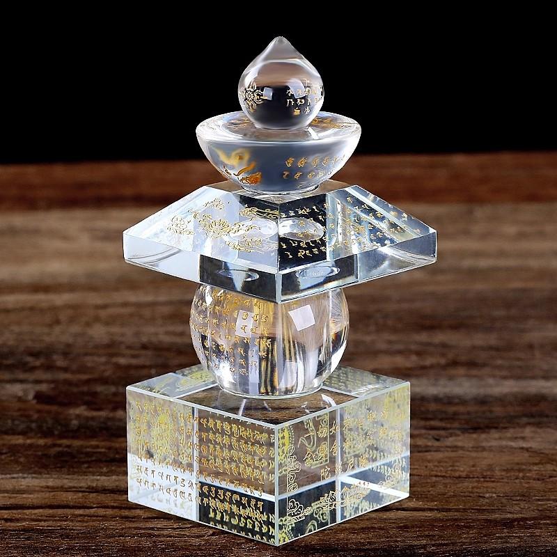 Wohnmöbel Kristallreliquienturm Home Offering Bunte Schatzkiste Siegel Dharani Bodhi-Pagode Fünfrad-Pagode Feng Shui