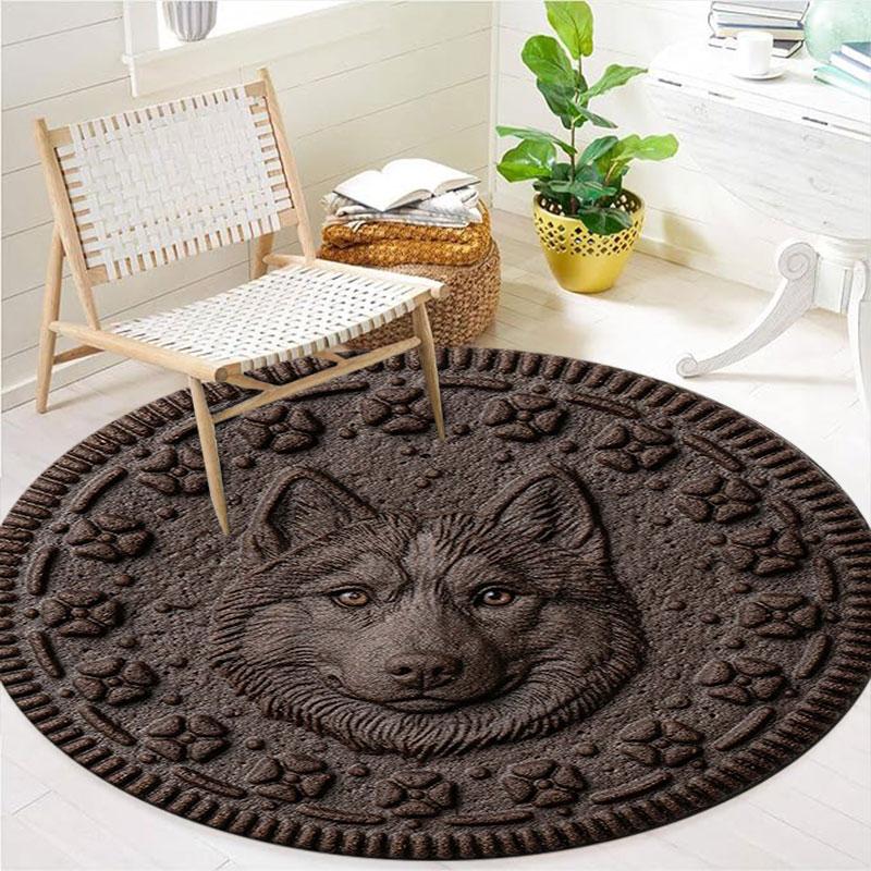 Cookie Magical Creature PrintRound Area Rug,Carpet Rug for Living Room Bedroom Sofa Playroom Decor,Non-slip Floor Mat
