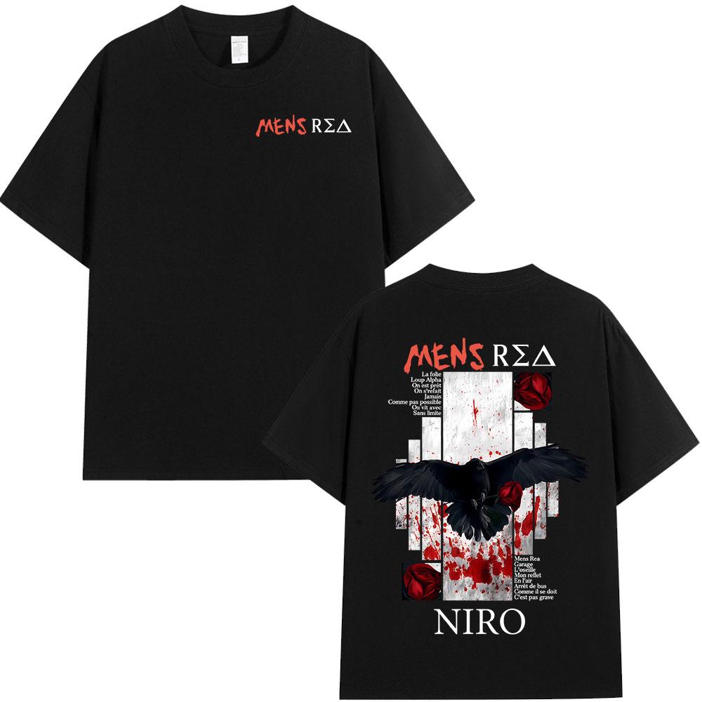 2025Summer Rapper Niro OX7 Criminal Intention Album Graphic Tshirt Men Hiphop Fashion Cotton Tshirt Street Casual Retro Shirt M
