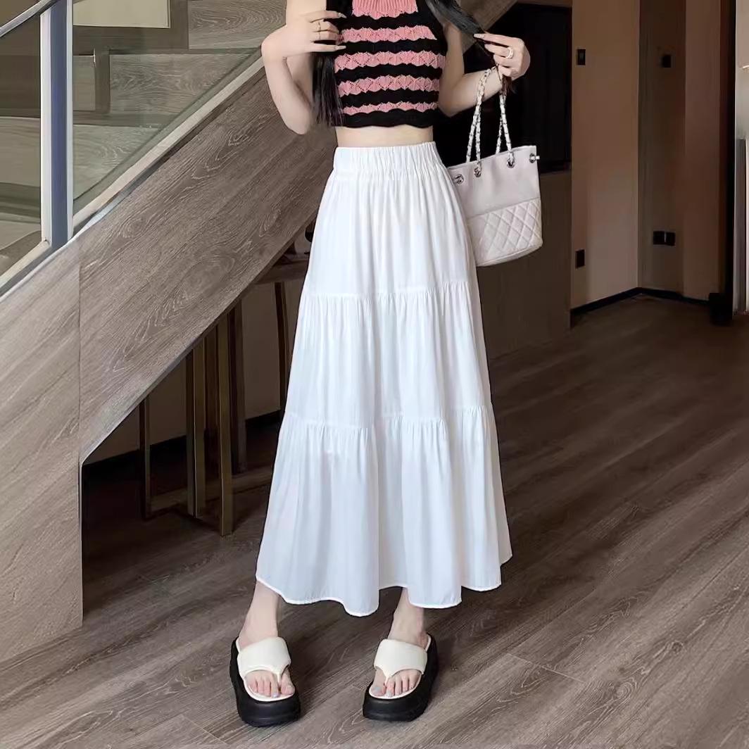 

Women s Petite Black & White Midi A-Line Skirt - Summer 2024 Collection, High-Waisted, Drapey Design XL белый