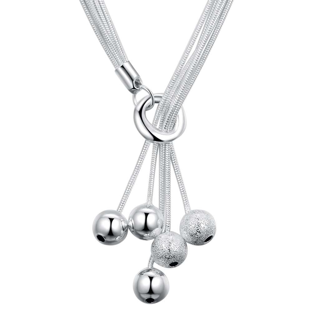 New Silver 925 Beads Pendant Necklace Five-banded snake chain For Women Man Fashion Wedding Party Charm JewelryGood product