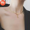 Hallo 316L Edelstahl Mode Gehobenen Schmuck Matte 2-Schicht Schmetterling Choker Charme Schlange Knochen Kette Halsketten Anhänger Für Frauen