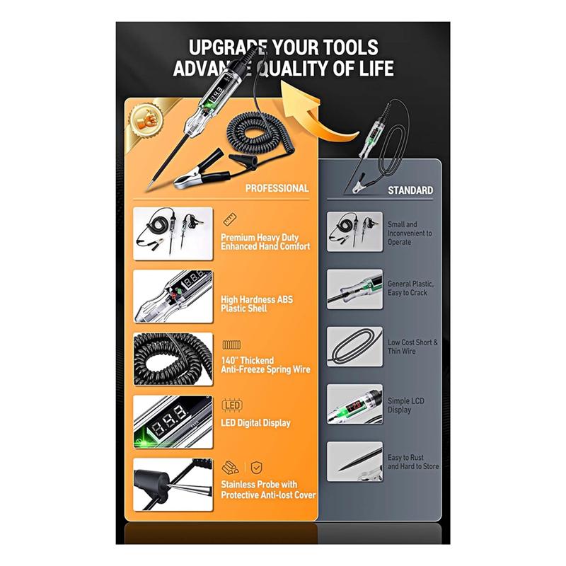 Test Light Digital LED Electrical Tester Circuit Tester With140 Inch PU Spring Wire,Forchecking