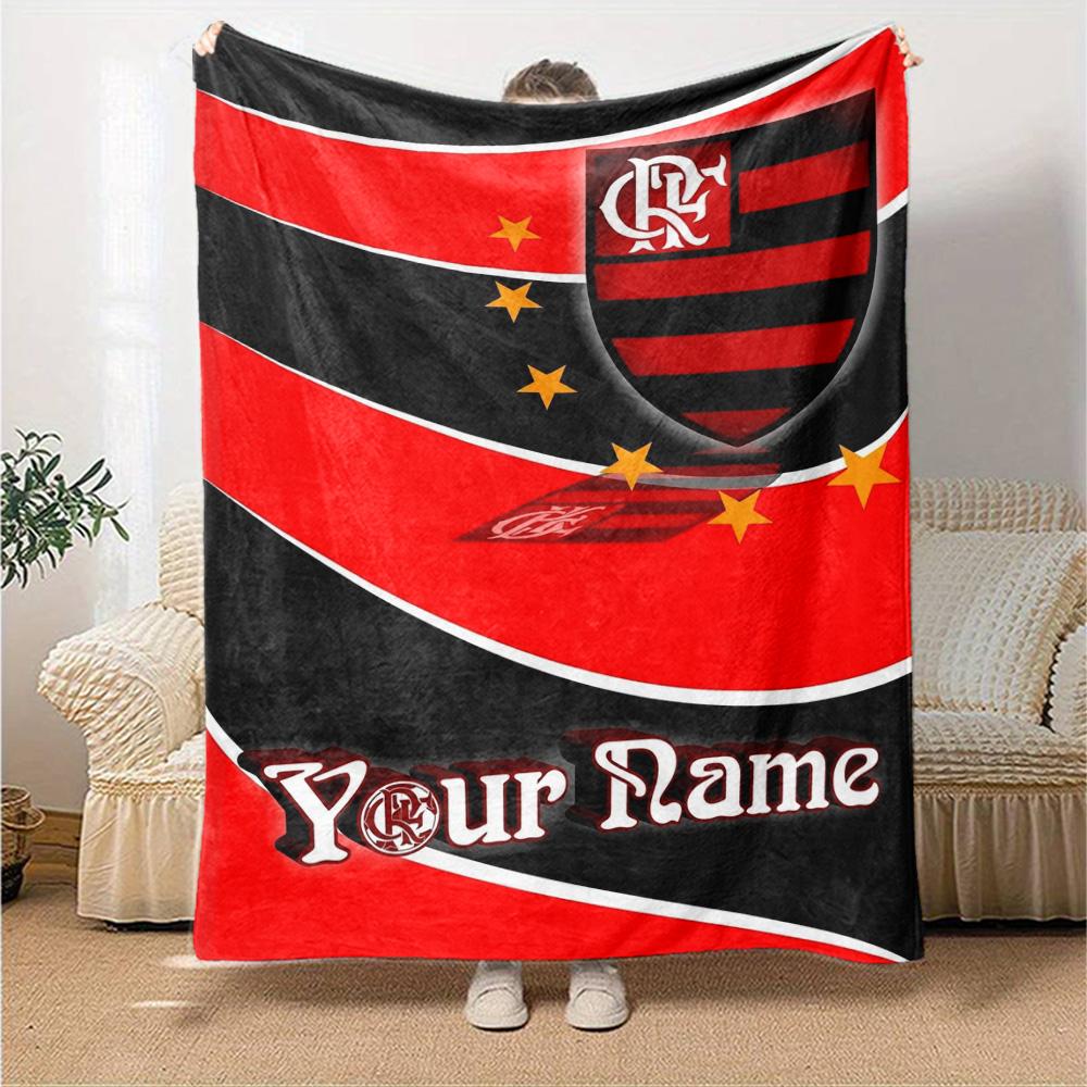 Name Custom CR Flamengo Print Flannel Blanket High Quality Warm Comfortable Cover for All Seasons Perfect for Gifts Home Decor
