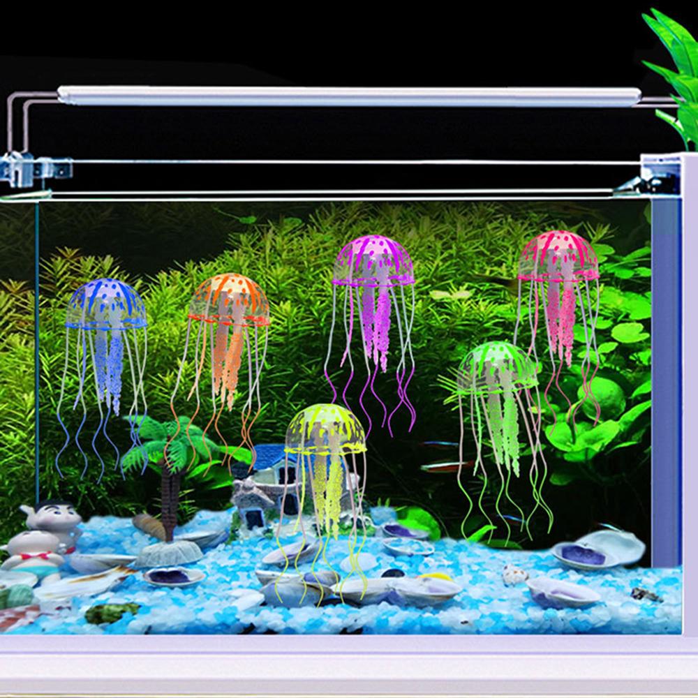 Fish tank landscaping simulation jellyfish decoration silicone transparent fluorescent jellyfish