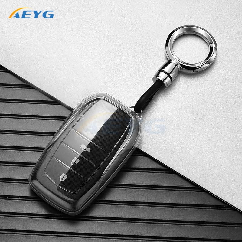 TPU Car Key Case Cover Shell Fob For Toyota CHR Hilux Fortuner Land Cruiser 200 Camry Corolla Crown RAV4 Highland Key Chain