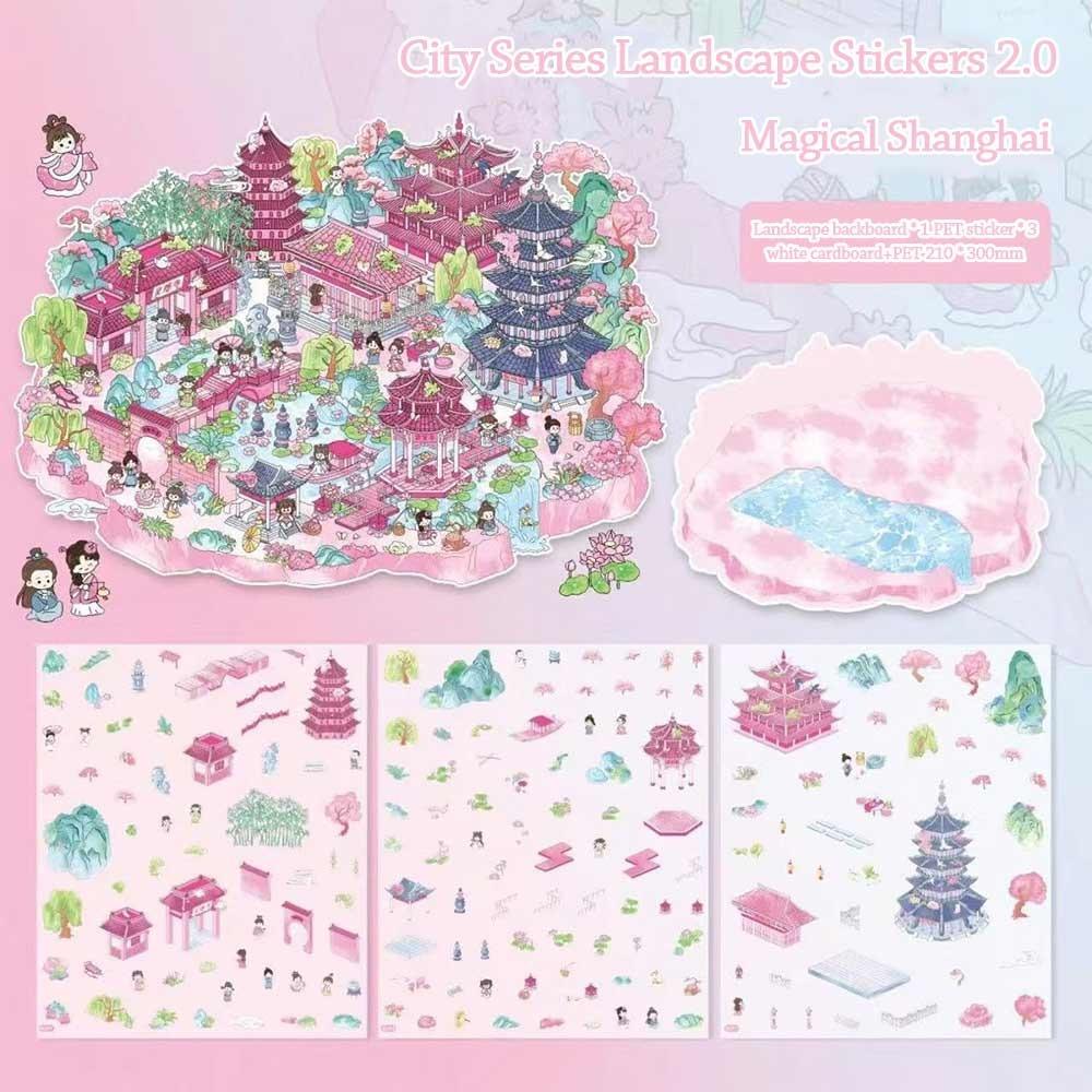 

Scrapbooking Material Miniature Collection Stickers City Series DIY Handbook Stickers Kids 2.0-Hangzhou