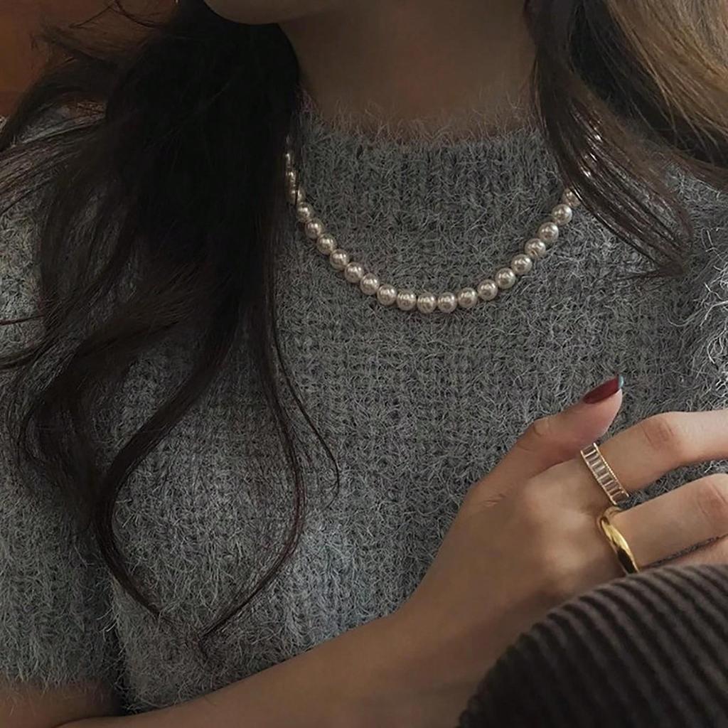 Elegant White Pearl Necklace Set: Multi-Spec Choker & Sweater Chain for Women