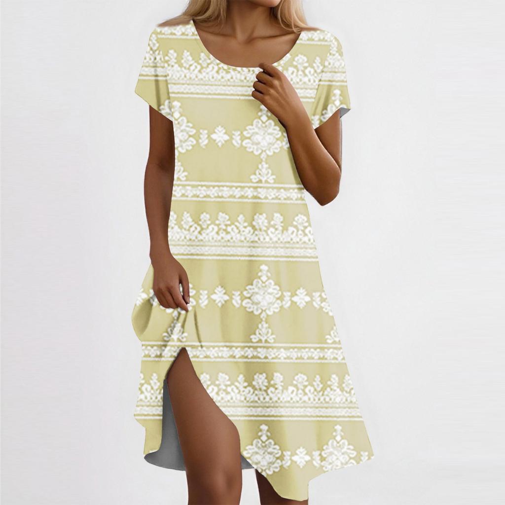 Women's Casual Short Sleeved Dress With Floral Print And Pocket Design And Pocket Design