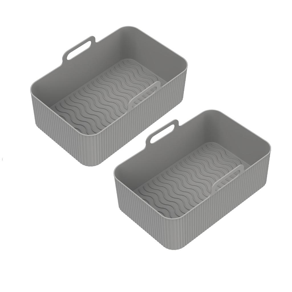 1/2PCS Reusable Air Fryer Silicone Tray Dish Dual 2 Basket Baking Pan Oven Pot Plate Liner Dual Air Fryer Accessories For Ninja