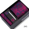 Men's Black & Wine Red Striped Plaid Tie Set with Pocket Square - Formal Wedding Gift Box
