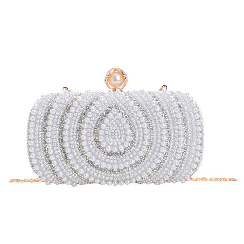 Pearl Bag Lady Sweet Lady Pearl Clutch Bag Celebrity Water Drop Pearl Chain Bag Party Dinner Bag белый