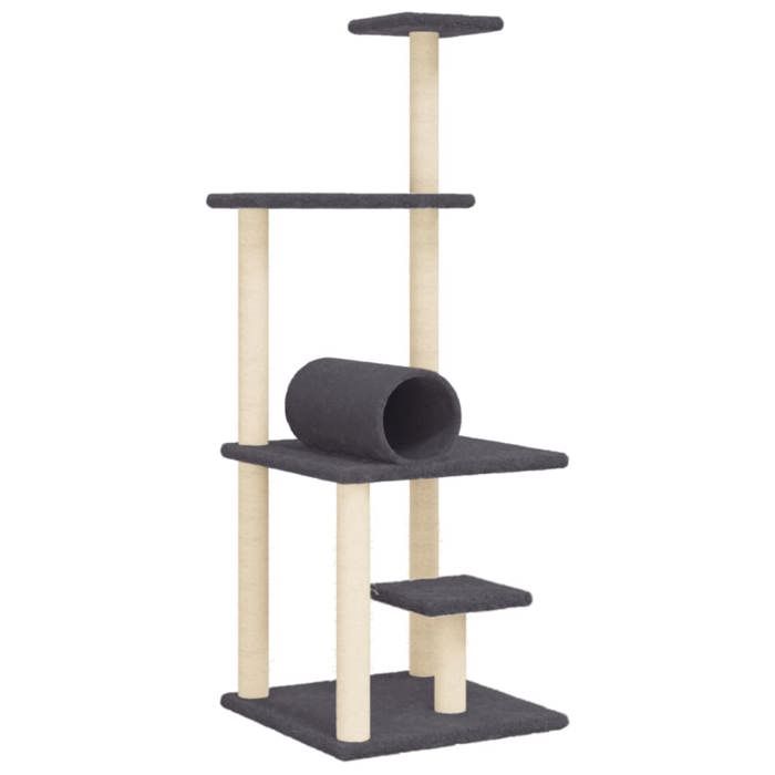VidaXL Cat Tree with Sisal Scratching Posts Dark Grey 136 Cm 172093