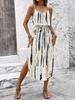Strappy Printed Dress - Elegant Ink Silk Gauze for Commute and Casual Wear