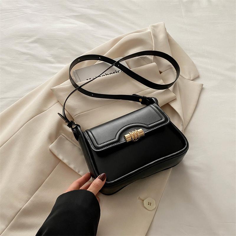 Trendy Retro Shoulder Bag For Women Stylish Small Square Crossbody Handbag чёрный