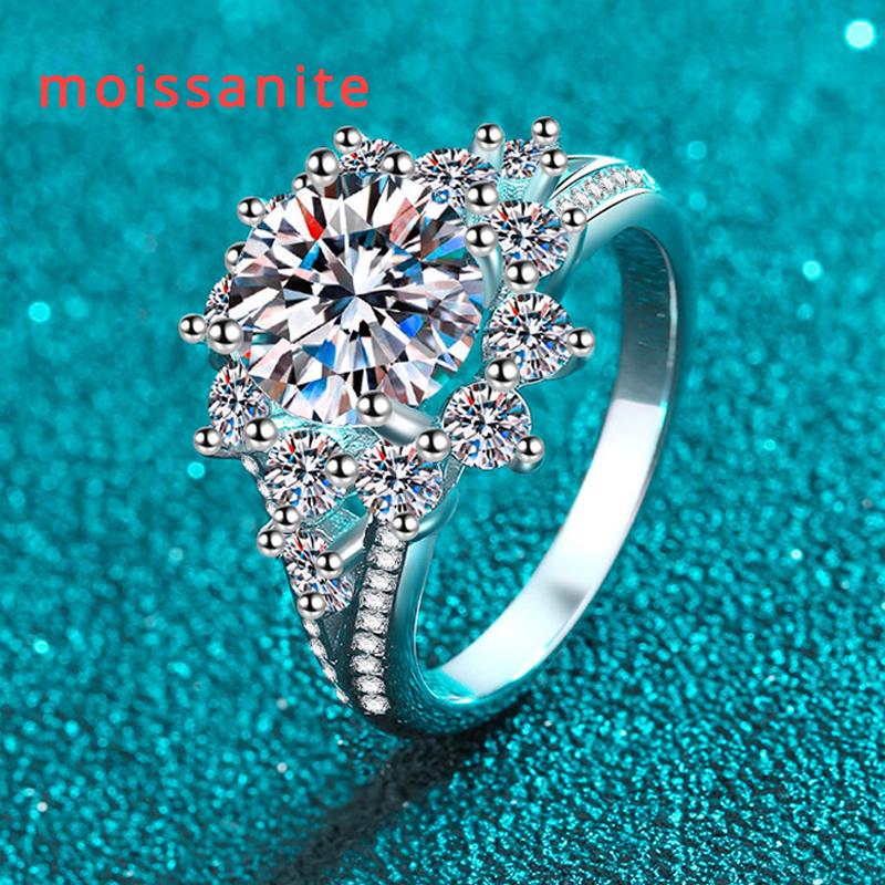 Inel de lux Moissanite 3ct pentru femei Inel de logodnă 100% S925 argint sterling placat cu platină Bandă de promisiune de nuntă GRA