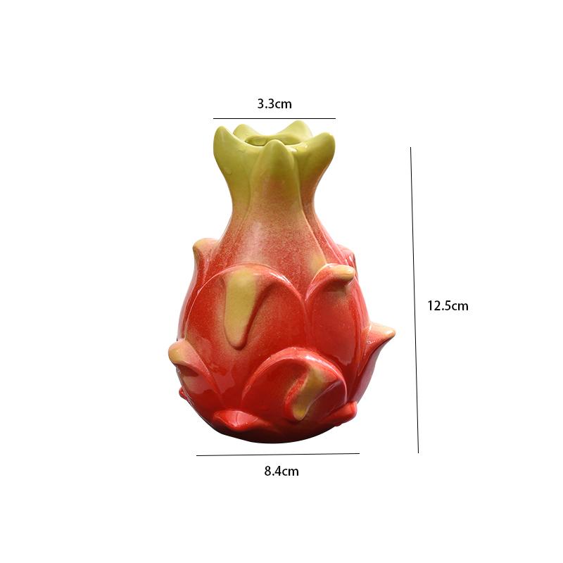 Creative Fruit Vase Series Dragon Fruit Orange Mango Ceramic Vase Living Room Hydroponic Flower Arrangement Desktop Decoration