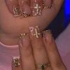 10PCS Diamond French Pointed Nail Short Square Nail Nude Fake Nail With Gold Glitter Diamond Nail Leopard Print Fake Nail