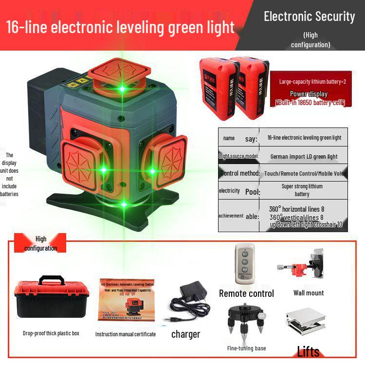 Anping Super Bright Infrared Green Laser Level: High Precision, Automatic Leveling with 8/12/16 Lines