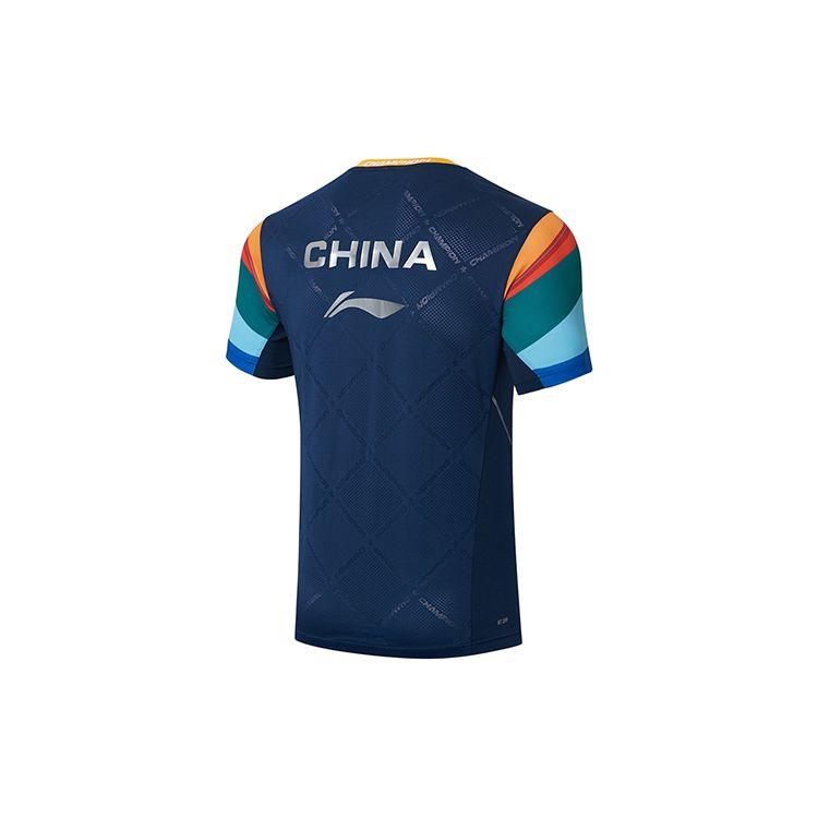 Li Ning Nová série Ping Pong Star Barevný blok Tištěné Tričko s kulatým výstřihem a krátkým rukávem Pánská trička AAYT027-3